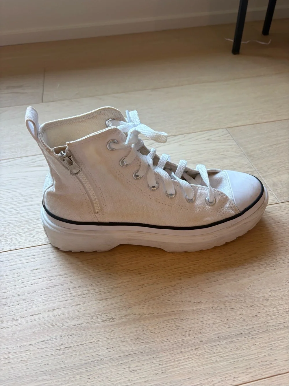 Converse White Kids High-Top Platform Sneakers with Black Trim